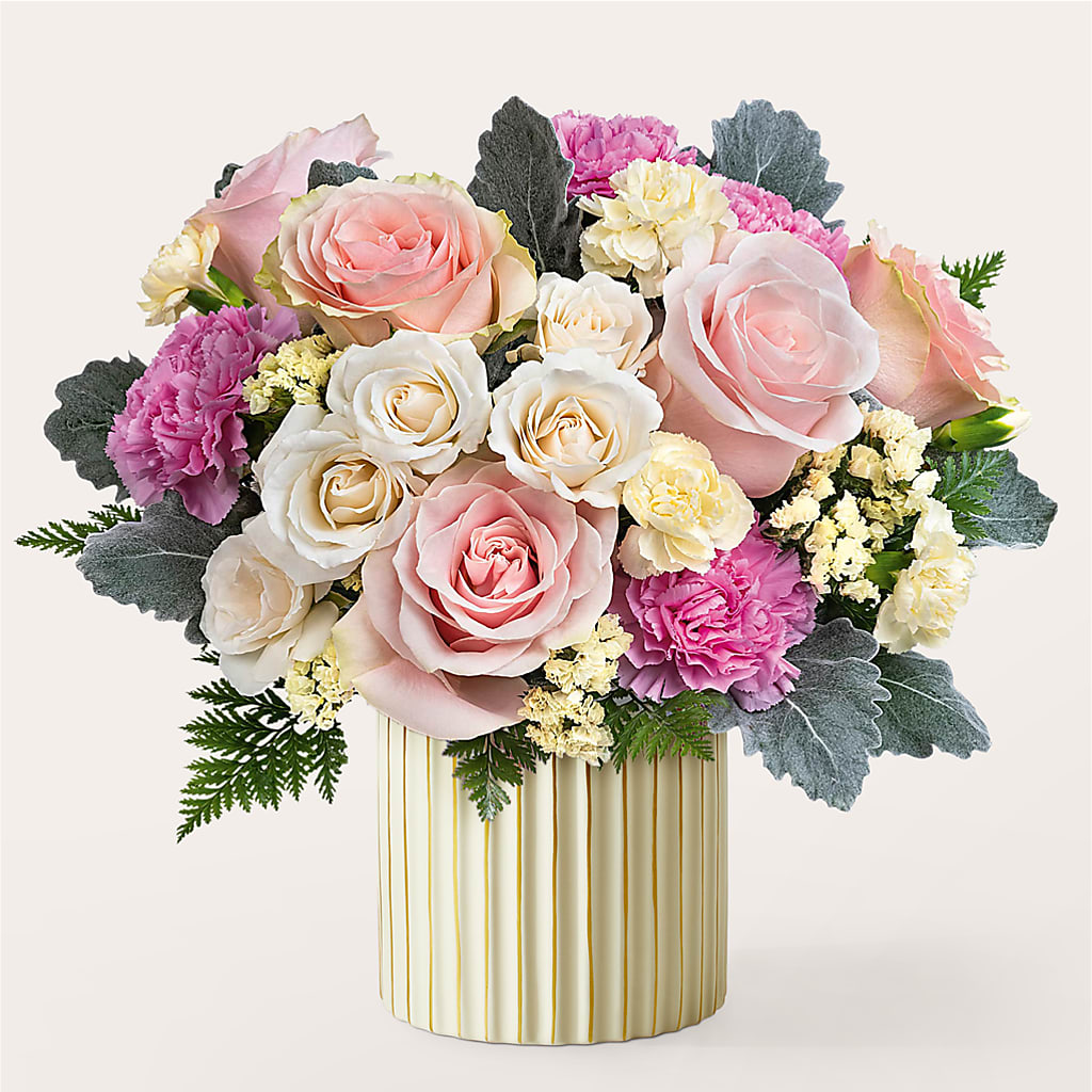 Blissful Moments Bouquet with Ivory Vase – Hlm Floral Events, Los Angeles CA