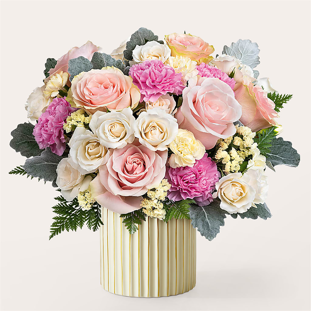 Blissful Moments Bouquet with Ivory Vase – Hlm Floral Events, Los Angeles CA