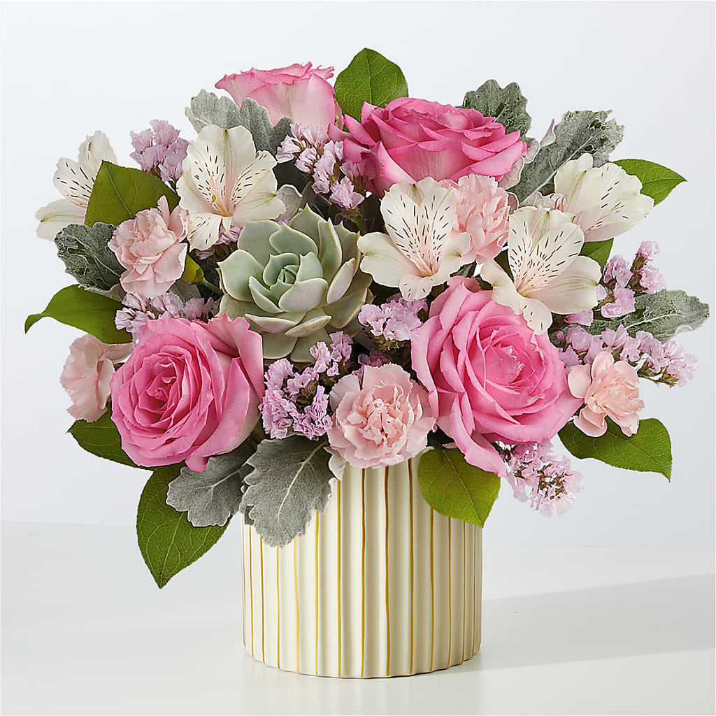 Dusty Rose Bouquet with Ivory Vase – Hlm Floral Events, Los Angeles CA
