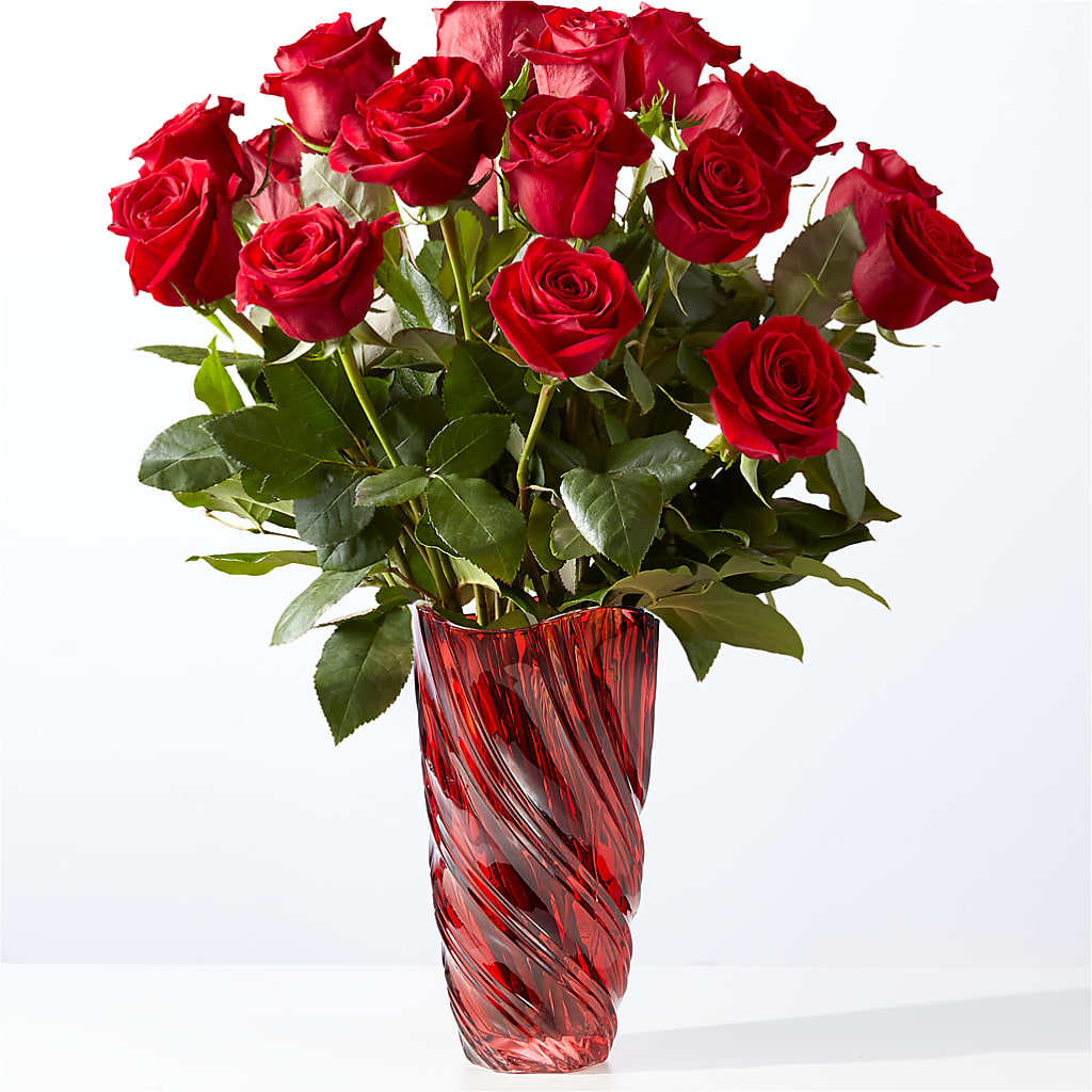 Classic Love Red Rose Bouquet with Luxe Swirl Vase – Hlm Floral Events, Los Angeles CA