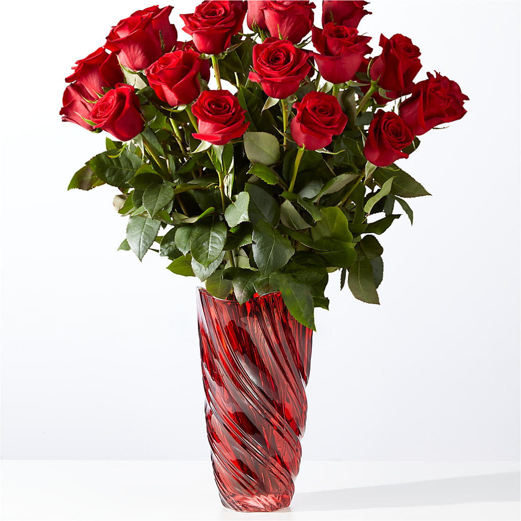 Classic Love Red Rose Bouquet with Luxe Swirl Vase – Hlm Floral Events, Los Angeles CA