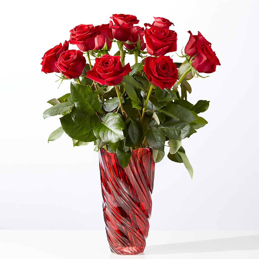 Classic Love Red Rose Bouquet with Luxe Swirl Vase – Hlm Floral Events, Los Angeles CA