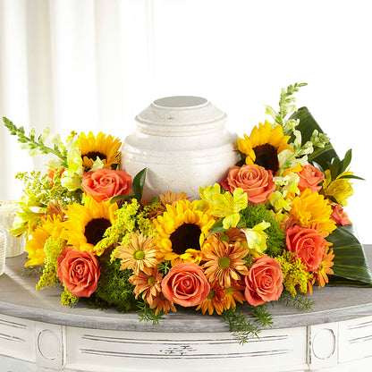 Faithful Sunflower Cremation Adornment –  Hlm Floral Events, Los Angeles CA