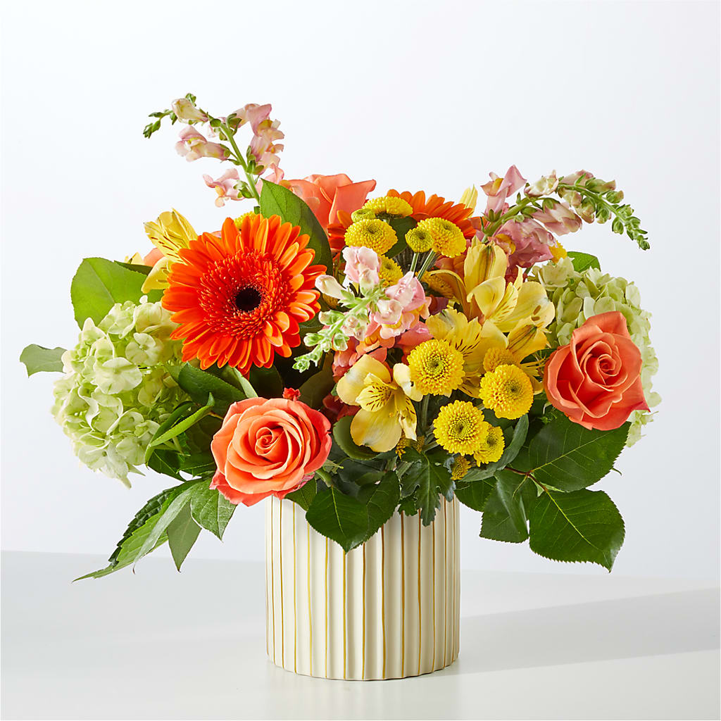 Autumn Sunshine Bouquet with Ivory Vase –  Hlm Floral Events, Los Angeles CA